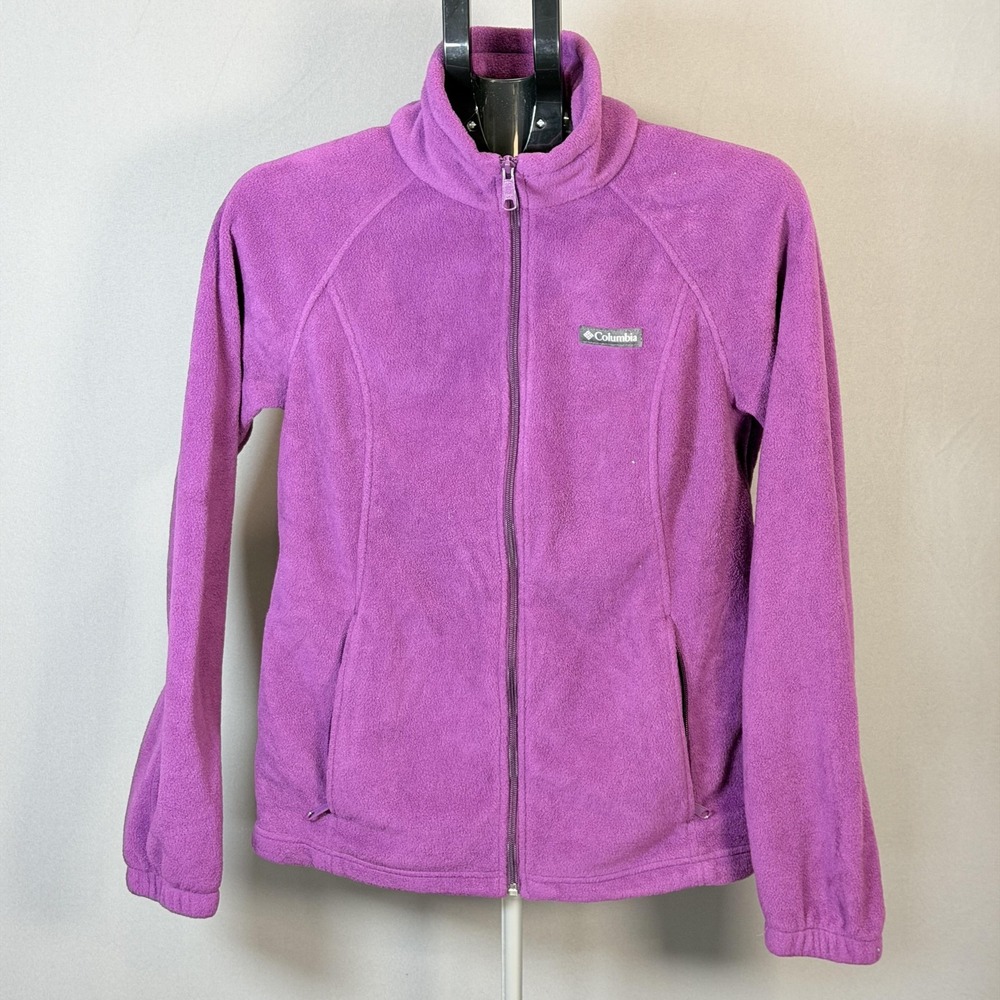 Columbia Fleece Jacket Womens Large Purple Fair Full Zip Hiking WL6439